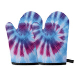 Blue And Purple Spiral Tie Dye Print Oven Mitts