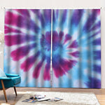 Blue And Purple Spiral Tie Dye Print Pencil Pleat Curtains