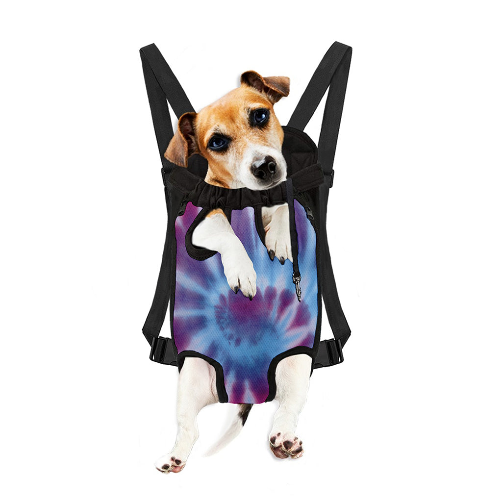 Blue And Purple Spiral Tie Dye Print Pet Carrier Backpack