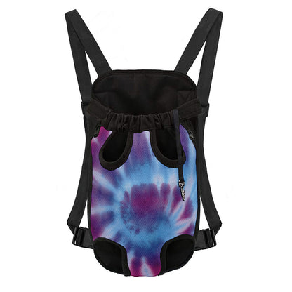 Blue And Purple Spiral Tie Dye Print Pet Carrier Backpack