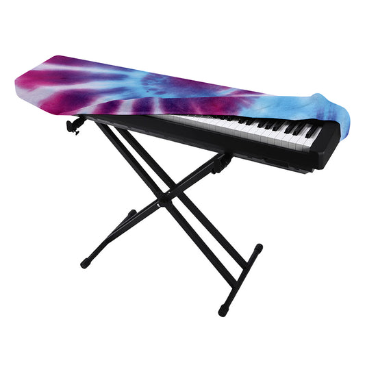 Blue And Purple Spiral Tie Dye Print Piano Keyboard Cover