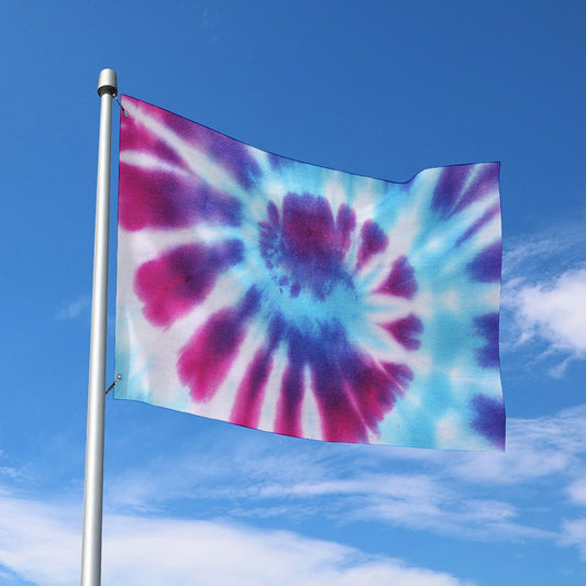 Blue And Purple Spiral Tie Dye Print Polyester Flag