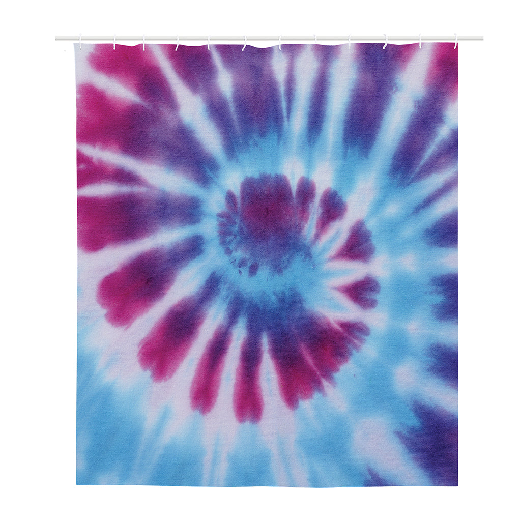 Blue And Purple Spiral Tie Dye Print Polyester Shower Curtain