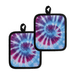 Blue And Purple Spiral Tie Dye Print Pot Holders