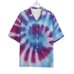 Blue And Purple Spiral Tie Dye Print Rayon Hawaiian Shirt