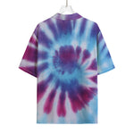 Blue And Purple Spiral Tie Dye Print Rayon Hawaiian Shirt