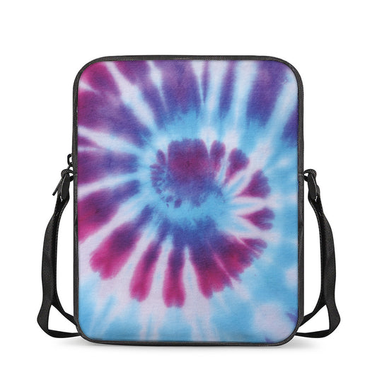 Blue And Purple Spiral Tie Dye Print Rectangular Crossbody Bag