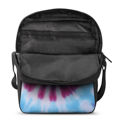 Blue And Purple Spiral Tie Dye Print Rectangular Crossbody Bag