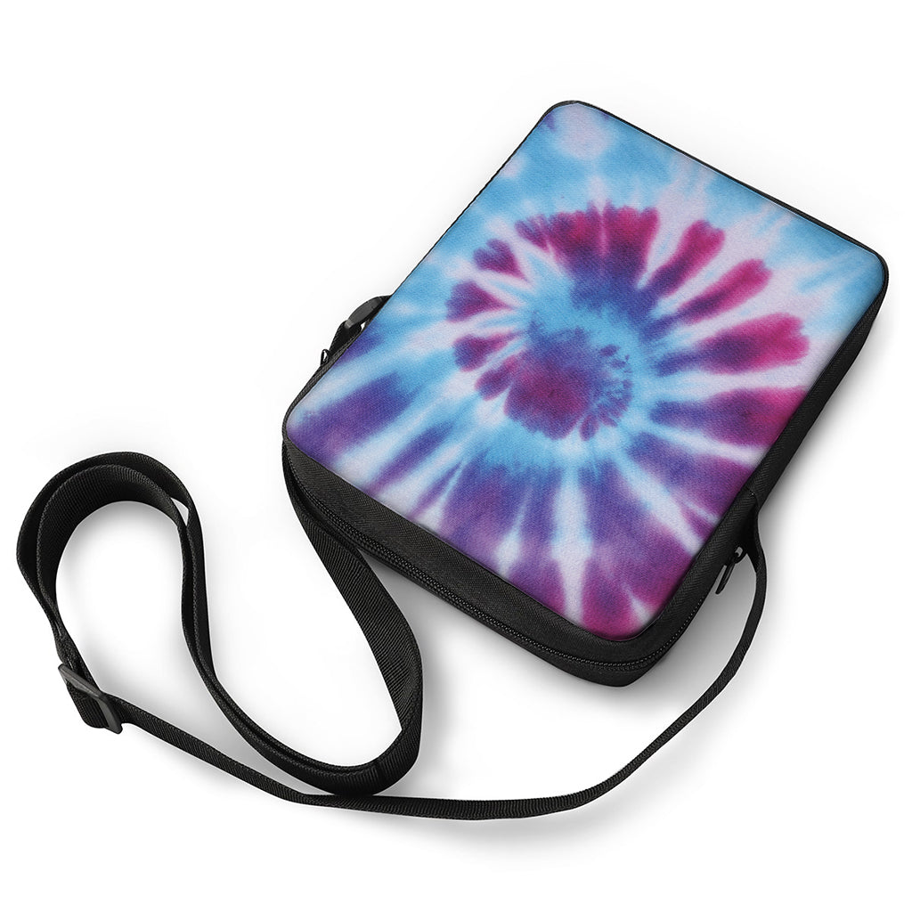 Blue And Purple Spiral Tie Dye Print Rectangular Crossbody Bag
