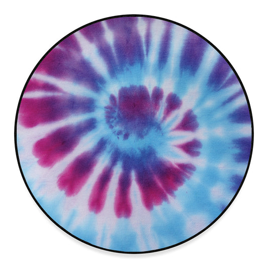Blue And Purple Spiral Tie Dye Print Round Floor Mat