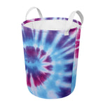 Blue And Purple Spiral Tie Dye Print Round Laundry Basket