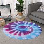 Blue And Purple Spiral Tie Dye Print Round Rug