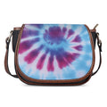 Blue And Purple Spiral Tie Dye Print Saddle Bag