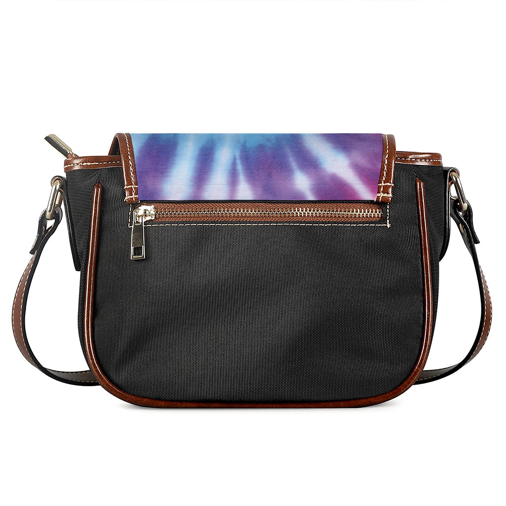 Blue And Purple Spiral Tie Dye Print Saddle Bag