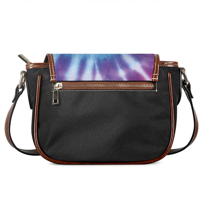 Blue And Purple Spiral Tie Dye Print Saddle Bag