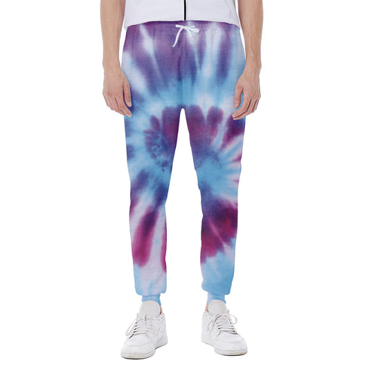 Blue And Purple Spiral Tie Dye Print Scuba Joggers