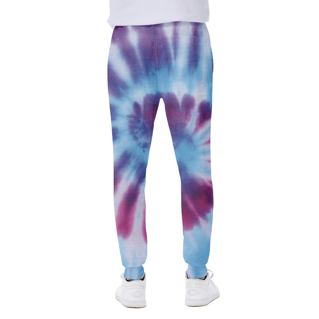 Blue And Purple Spiral Tie Dye Print Scuba Joggers