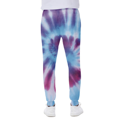 Blue And Purple Spiral Tie Dye Print Scuba Joggers