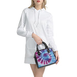 Blue And Purple Spiral Tie Dye Print Shoulder Handbag