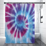 Blue And Purple Spiral Tie Dye Print Shower Curtain