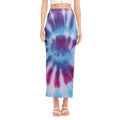 Blue And Purple Spiral Tie Dye Print Side Slit Maxi Skirt