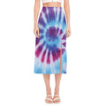Blue And Purple Spiral Tie Dye Print Side Slit Midi Skirt