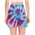 Blue And Purple Spiral Tie Dye Print Side Slit Mini Skirt