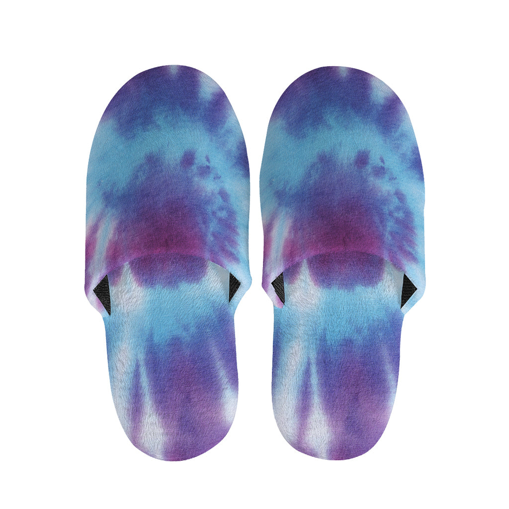 Blue And Purple Spiral Tie Dye Print Slippers