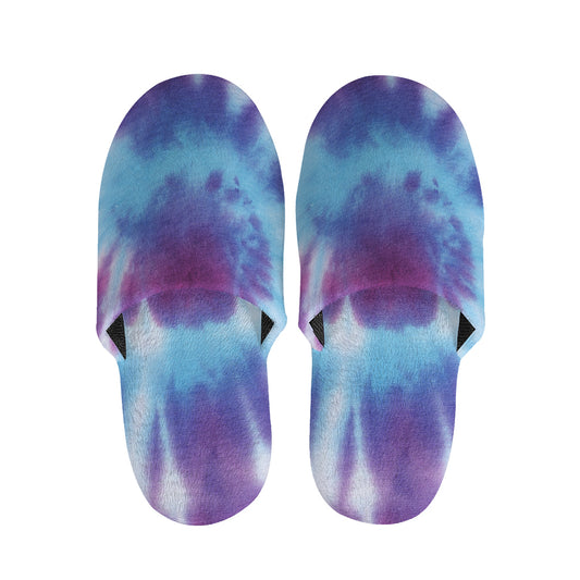 Blue And Purple Spiral Tie Dye Print Slippers