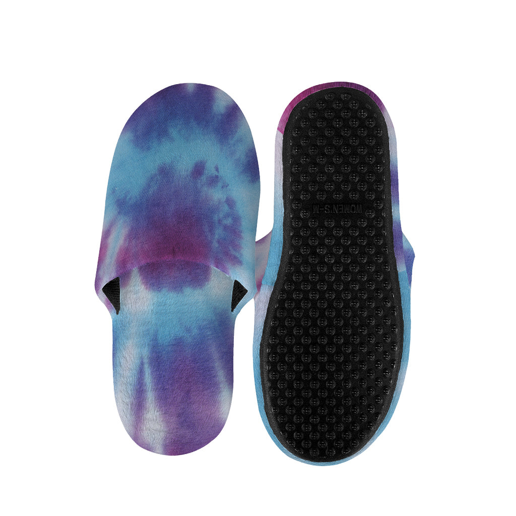 Blue And Purple Spiral Tie Dye Print Slippers