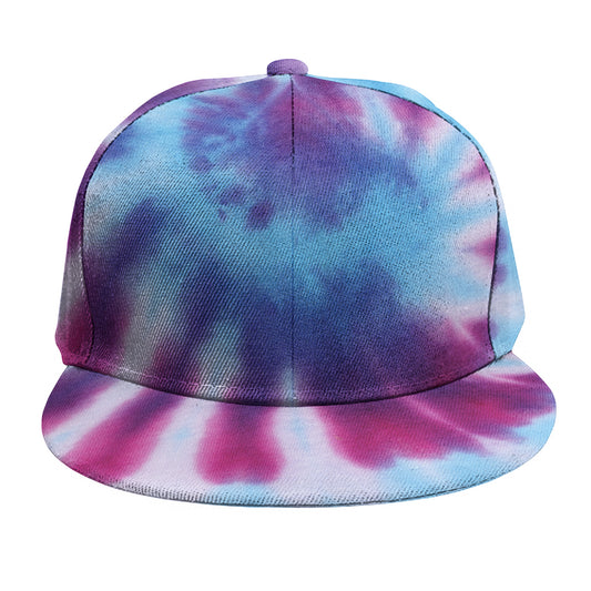 Blue And Purple Spiral Tie Dye Print Snapback Cap