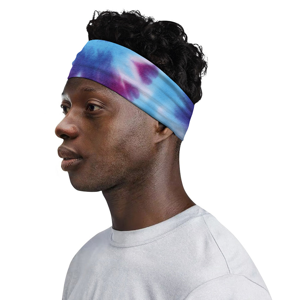 Blue And Purple Spiral Tie Dye Print Sports Headband