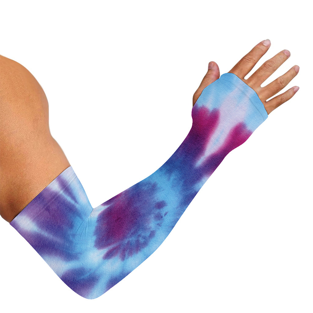Blue And Purple Spiral Tie Dye Print Sun Protection Arm Sleeves