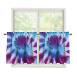 Blue And Purple Spiral Tie Dye Print Tier Curtains