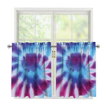 Blue And Purple Spiral Tie Dye Print Tier Curtains