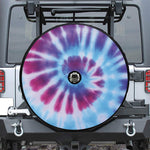 Blue And Purple Spiral Tie Dye Print Tire Cover With Camera Hole