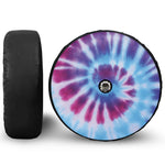 Blue And Purple Spiral Tie Dye Print Tire Cover With Camera Hole