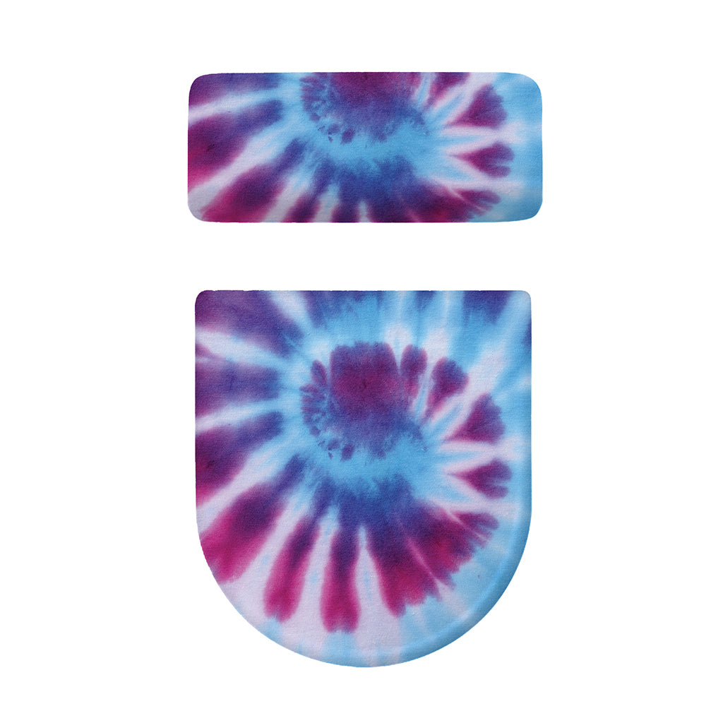 Blue And Purple Spiral Tie Dye Print Toilet Lid And Tank Cover Set