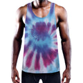 Blue And Purple Spiral Tie Dye Print Men's Workout Tank Top