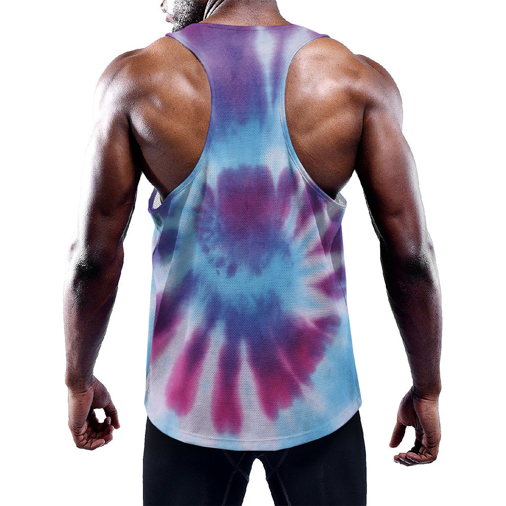 Blue And Purple Spiral Tie Dye Print Training Tank Top