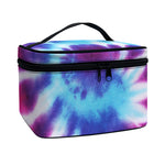 Blue And Purple Spiral Tie Dye Print Travel Makeup Bag
