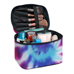 Blue And Purple Spiral Tie Dye Print Travel Makeup Bag