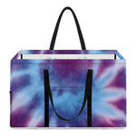 Blue And Purple Spiral Tie Dye Print Utility Tote Bag