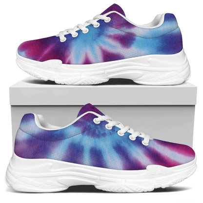 Blue And Purple Spiral Tie Dye Print White Chunky Shoes