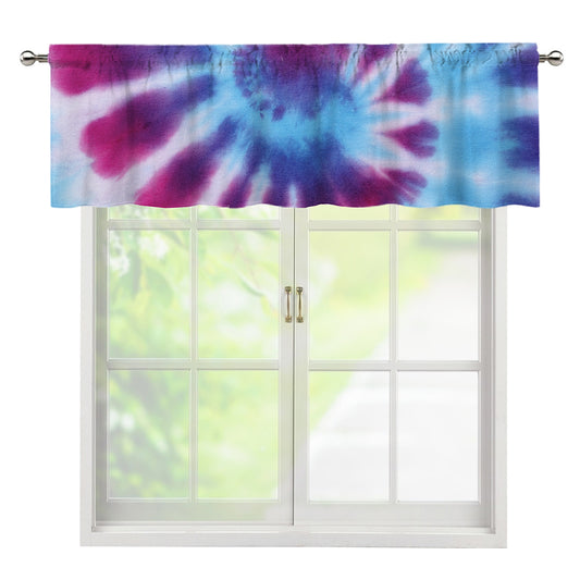 Blue And Purple Spiral Tie Dye Print Window Valance