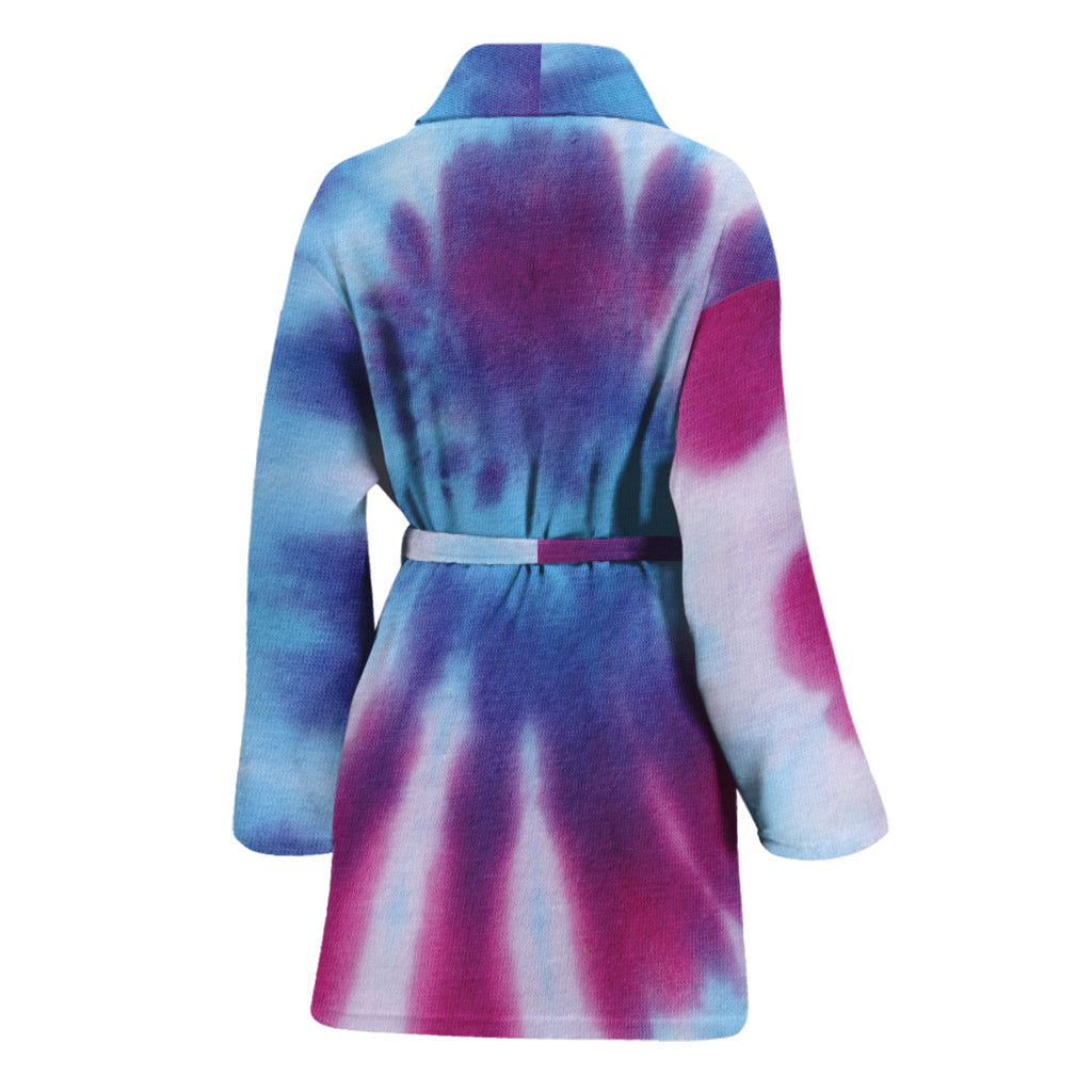 Blue And Purple Spiral Tie Dye Print Women's Bathrobe