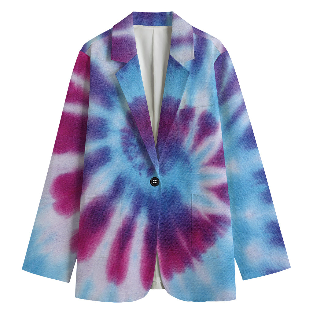 Blue And Purple Spiral Tie Dye Print Women's Blazer