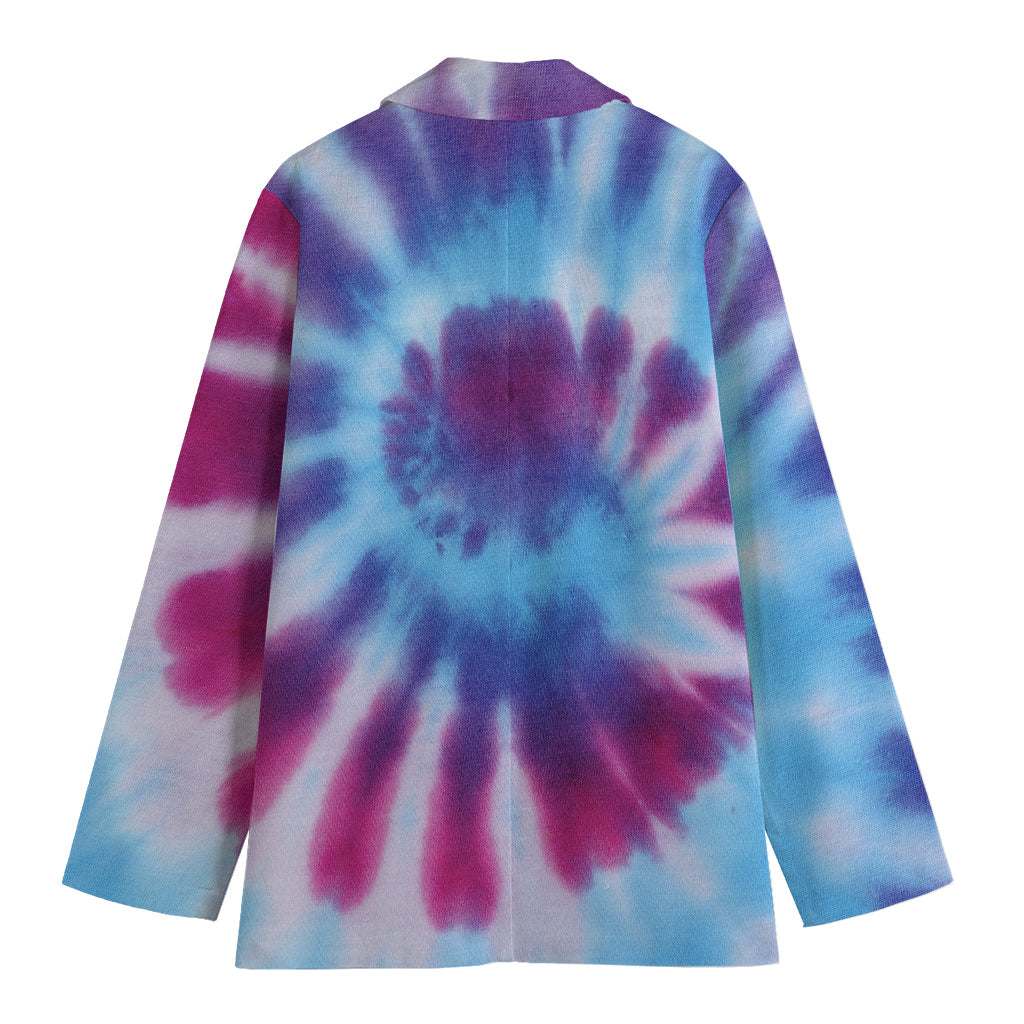Blue And Purple Spiral Tie Dye Print Women's Blazer