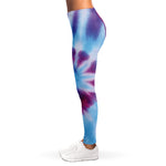 Blue And Purple Spiral Tie Dye Print Women's Leggings