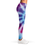 Blue And Purple Spiral Tie Dye Print Women's Leggings
